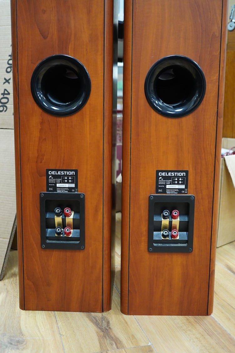 A TEAC four part Hi-Fi system with Celestrion F30 floor standing speakers, comprising a PD-H300C CD Player, a T-H300 AM/FM Tuner, an A-H300 integrated stereo amplifier, and a R-H300 stereo cassette deck, plus a remote co